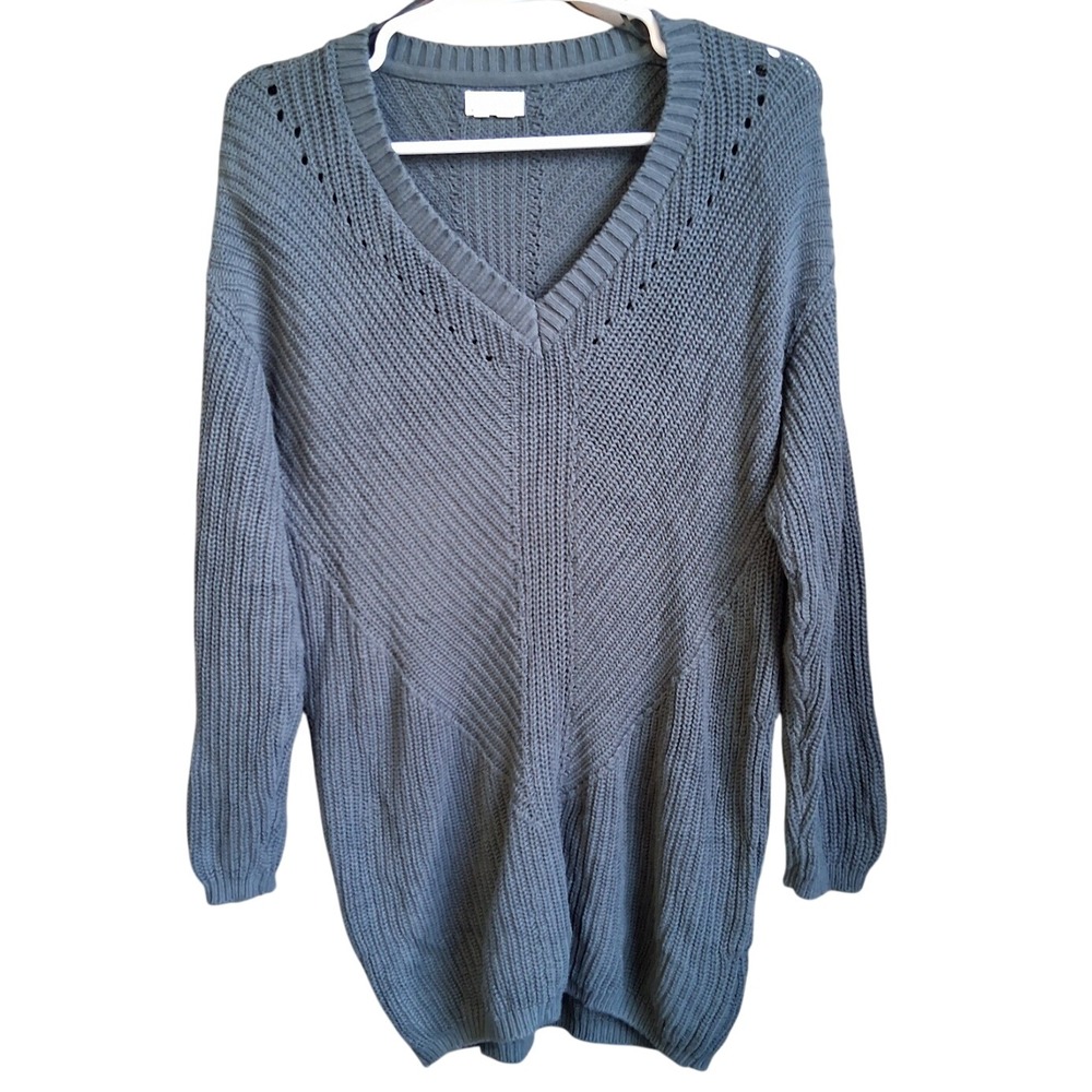 Fat Face Green Wmns Knit V-neck Sweater Sz 6 Made in UK EUC